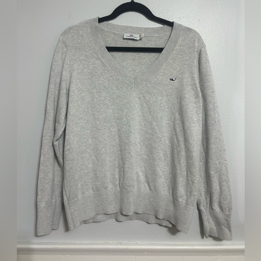 Vineyard Vines Light Gray Women’s Cotton Sweater, Large